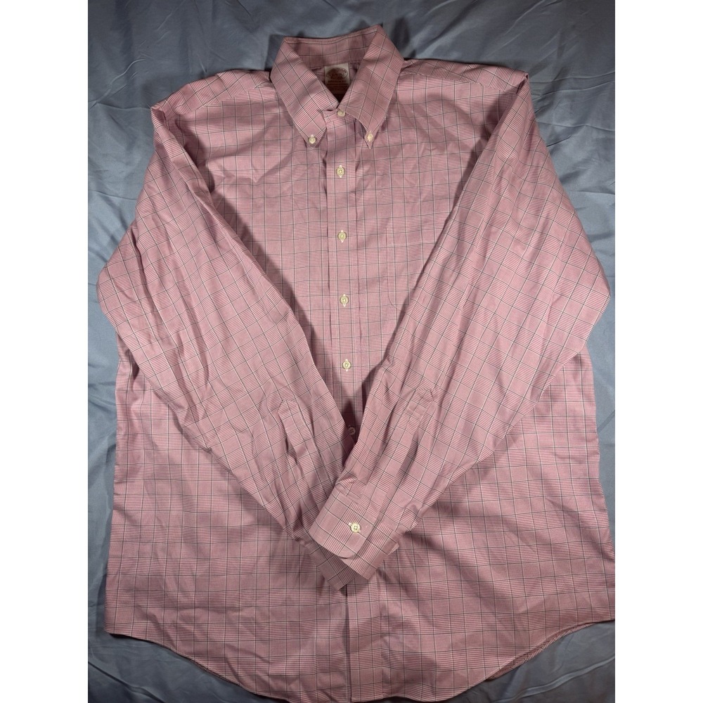 Brooks Brothers Madison Men's Red Plaid Long Sleeve Button Up Shirt Size Large